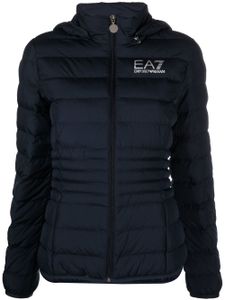 Ea7 Emporio Armani veste matelassée à logo imprimé - Bleu