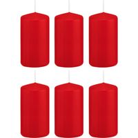 6x Rode cilinderkaarsen/stompkaarsen 6 x 12 cm 40 branduren