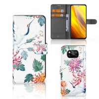 Xiaomi Poco X3 | Poco X3 Pro Telefoonhoesje met Pasjes Bird Flowers - thumbnail
