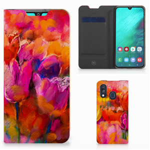 Bookcase Samsung Galaxy A40 Tulips