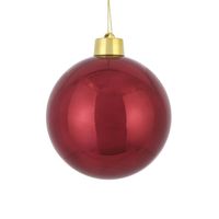 1x Grote kunststof decoratie kerstbal donkerrood 20 cm - Kerstbal - thumbnail
