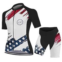 Voor heren Wielrenshirt met shorts Korte mouw Bergracen Wegwielrennen Zwart Nationale vlag Fietsen Spandex Sport Nationale vlag Kleding Lightinthebox - thumbnail