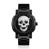 LGT JWLS Herenhorloge &apos;3D Skull Zilver&apos; - Zwarte Band en Behuizing