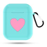 Hart patroon Apple draadloze koptelefoon Oplaaddoos stofbestendig schokbestendig outdoor beschermhoes voor Airpods (mint groen)