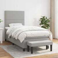 Boxspring met matras stof lichtgrijs 90x190 cm
