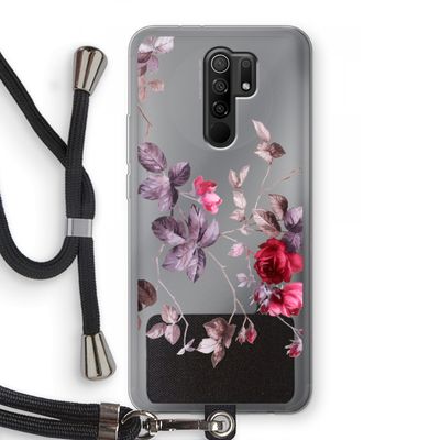 Mooie bloemen: Xiaomi Redmi 9 Transparant Hoesje met koord