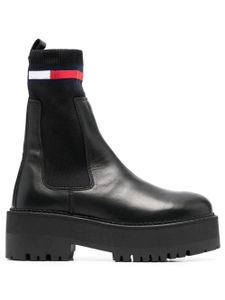 Tommy Jeans bottines en cuir à plateforme - Noir