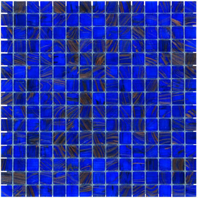 The Mosaic Factory Amsterdam Mozaiek Tegel Vierkant - Midden Blauw Glas Goud Serie 322x322 mm