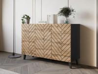 Dressoir FUKETTE 3 deuren grafiet/wotan eik