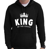 King of the couch fun tekst bankhanger hoodie voor heren zwart - thumbnail