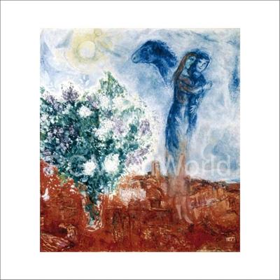 Kunstdruk Marc Chagall - Die Liebenden über St.Paul 70x70cm