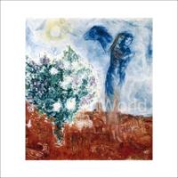 Kunstdruk Marc Chagall - Die Liebenden über St.Paul 70x70cm