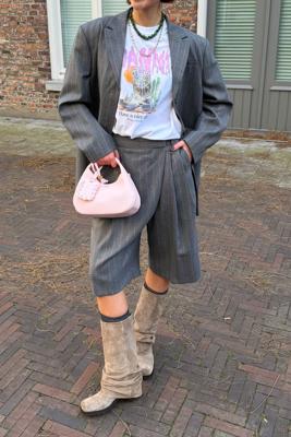 Ganni short A1110013 pewter melange