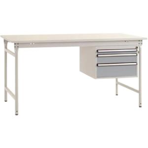 Manuflex BB5261.9006 Compleet bijzettafel basis stationair met melamine schijf + behuizing onderbouw, bxdxh: 1000 x 800 x 780 mm Aluminium-zilver