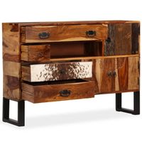 The Living Store Dressoir Sheeshamhout - 115 x 30 x 80 cm - Koeienhuid - Handgesneden decoraties - Stalen poten - thumbnail