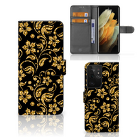 Samsung Galaxy S21 Ultra Hoesje Gouden Bloemen - thumbnail