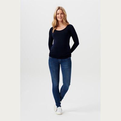 Noppies Zwangerschapsshirt Positieshirt Amsterdam Ronde Hals Lange Mouw Donker Blauw