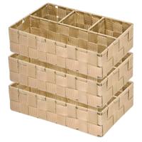 Opbergmanden - 3x - 4 vaks - bruin - ladekast organizer - ondermode