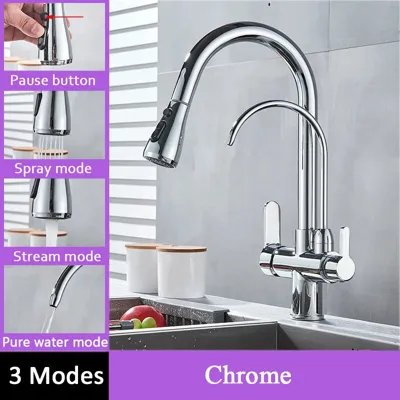 Touch Mengkraan | Chroom Gepolijst | Koud & Warm Water | Uittrekbare Sproeikop