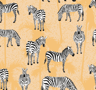 Dieren behang Zebra en palmen
