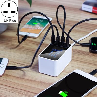 CDA30 20W 3 USB-poorten + USB-C/type-C-poorten multifunctionele oplader met LED-display UK plug