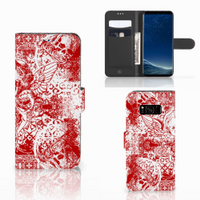 Telefoonhoesje met Naam Samsung Galaxy S8 Angel Skull Rood - thumbnail