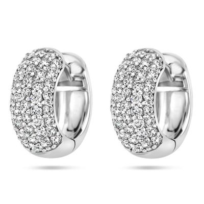 Klapoorringen zilver-zirconia zilverkleurig-wit 6,5 x 15,5 mm