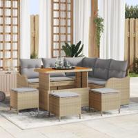 Tuinbankenset met kussen 9 pcs Beige poly rattan