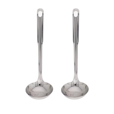 Gerimport Soep/saus opscheplepel - 2x - zilver - RVS - 29 cm - keukengerei - soeplepel