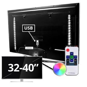 Tv led strip set met 2 RGB strips voor tv’s van 32 tot 40 inch | met afstandsbediening | ledstripkoning