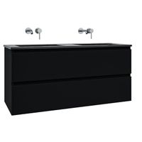 Adema Chaci Badkamermeubelset - 120x46x57cm - 2 keramische wasbakken zwart - zonder kraangaten - 2 lades - mat zwart SW1212777/SW773933