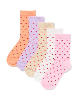 HEMA Kindersokken Hartjes - 5 Paar Roze (roze)