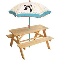 FUN HOUSE 713144 INDIAN PANDA Houten picknicktafel met parasol voor kinderen