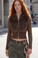 Gebreide trui met wol - BROWN - L