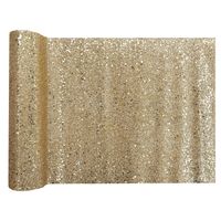 Santex Kerst tafelloper op rol - goud glitter - 28 x 300 cm - polyester - Tafellakens