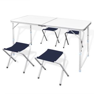 Campingtafel inklapbaar en verstelbaar aluminium 120 x 60 cm 4 stoelen