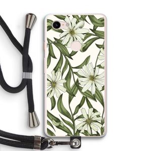 Wit bloemenpatroon: Pixel 3 XL Transparant Hoesje met koord