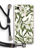 Wit bloemenpatroon: Pixel 3 XL Transparant Hoesje met koord