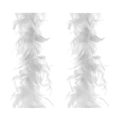 Carnaval verkleed veren Boa - 2x stuks - kleur wit - 2 meter - Verkleedkleding accessoires