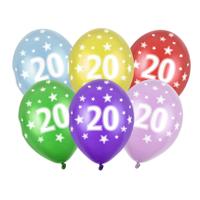 6x stuks verjaardag ballonnen 20 jaar thema met sterretjes