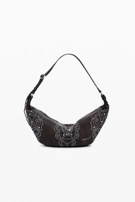 Middelgrote tas met leerlook en studs - BROWN - U