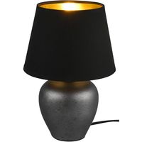 LED Tafellamp - Tafelverlichting - Trion Albino - E14 Fitting - Rond - Antiek Nikkel/Zwart/Goud - Keramiek - Ø180mm - thumbnail