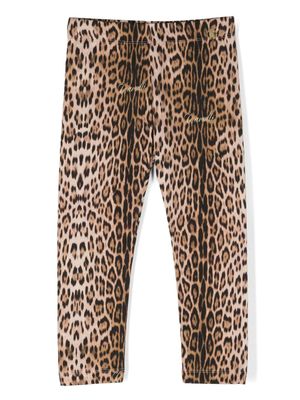 Roberto Cavalli Junior legging en coton à imprimé léopard - Tons neutres