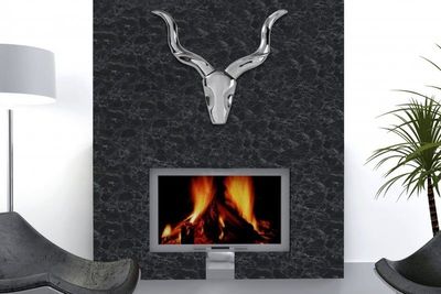Moderne wanddecoratie STYLE ROCKS 50cm zilver gewei - 8914