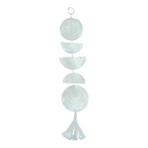 Witte Capiz Schelp Decoratiehanger met Sarana en Rondjes/Kwast