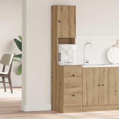 Keukenkast met lade met plank met opslag met de deur artisanaal eikenkleurig Bewerkt hout