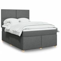 Boxspring met matras stof donkergrijs 140x190 cm