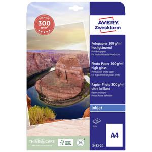 Avery-Zweckform Premium Inkjet Photo Paper high gloss 2482-20 Fotopapier DIN A4 300 g/m² 15 vellen Hoogglans