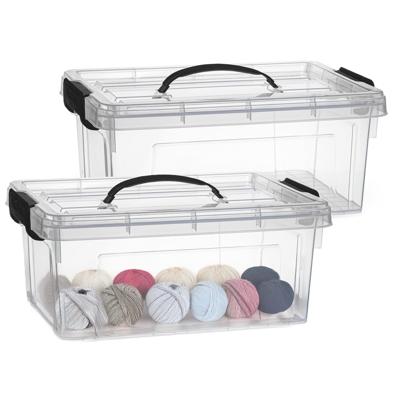 Opslagbox met deksel - 2x - transparant grijs - 8.5 liter - 36 x 26 x 15 cm - kunststof