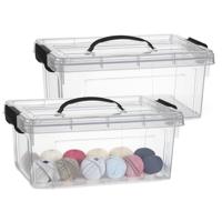Opslagbox met deksel - 2x - transparant grijs - 8.5 liter - 36 x 26 x 15 cm - kunststof